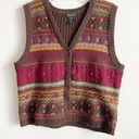 Krass&co Vintage NY& Vest Size L Wool Striped Earth Tones Fair Isle Granny Core V-Neck Photo 4