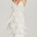 Retrofete Fringe Rebecca Dress, White Maxi Sequin Beaded NWT Size Large Photo 3