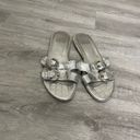 Stuart Weitzman  Silver Metalic Double Buckle Strap Slide Sandals 5.5 Photo 4