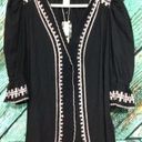 Esley NWT  Bohemian Boho Top Black With White Embroidery Size Small Photo 1