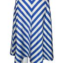 Talbots  Skirt Womens 8 Blue White Chevron A Line Pleated Midi Career Nautical Photo 3