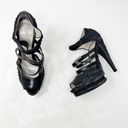 Jason Wu [] Black Textured Embossed Leather Strappy Sandals Platform Heels Sz 39 Photo 1