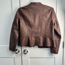 Baccini  Brown Faux Leather Cardigan-style Jacket - gold zips -  Size Large Photo 7