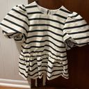 Tanya Taylor NWT  Kelsey Stripe Peplum Top Black White 2 Photo 2