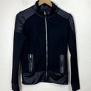 Alo Yoga  Black Moto Jacket Full Zip Size S Satin Trim Stretch Pockets Athleisure Photo 0