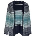 Talbots Women’s Striped Open Front Cardigan Sweater Shimmer Blue Size Medium Photo 0