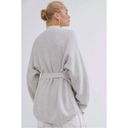 Free People beach light gray byron cotton oversized tie back sweater size medium Photo 1