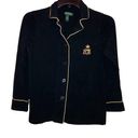 Ralph Lauren Lauren  Logo Pocket Button Up Pajama Top Black Gold Small Photo 0