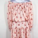 Alexis  Tilia Off the Shoulder Floral Print Tiered Midi Dress Tassel Tie Pink Photo 8