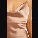 Petal and Pup  Cyprus Gold Satin Midi Asymmetrical Hem Dress 8 Photo 7