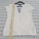 Tommy Hilfiger  Womens White Short Sleeve Nautical Lace Up Shirt Size M Photo 5