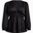 Torrid  Peplum Satin Smocked Waist Top Size 0, Large Photo 3