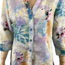 Harvé Benard Harve Bernard Linen Blend Floral Short SLeeve Button Down Shirt Top Size Large Photo 4