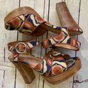 Fossil  size 6 wood heel brown floral sandals shoes Photo 0