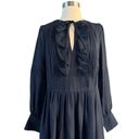 W By Worth WORTH Collection Georgette Pintuck Peasant Dress New Navy Blue Midi Ruffle 6 NWT Photo 4