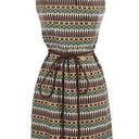 Milly Silk Sheath Dress Sleeveless Geometric Print Tie Belt Cream Brown Size 4 Photo 0