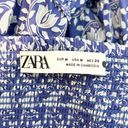 ZARA  Floral Ballon Short Puff Sleeve Mini Sundress Blue White Medium Photo 2