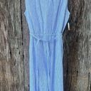 Talbots  Blue White Striped Nautical Linen Cotton Airy Preppy Midi Dress SZ 14 P Photo 1