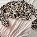 Forever 21 Leopard Cropped Half Zip Up Photo 0