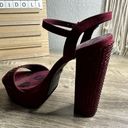 Juicy Couture  Women’s 6.5 Maroon Burgundy Rhinestone Faux Suede Slingback Heels Photo 6