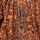 Free People  Burnt Orange Paisley Pleated Boho Front Tie Blouse size S Photo 1