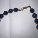 Vintage Blue  Glass Bead with Gold Tone Chain Necklace Photo 2