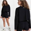 Free People Movement Sunny Black Cropped Oversized Sweatshirt Small Photo 1