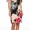 Calvin Klein Black & Pink Floral Party Formal Sheath Dress Womens Large Photo 1