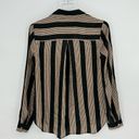 L'Agence  Tyler Long Sleeve Silk Blouse in Dark Champagne & Black Stripe XS/T Photo 2