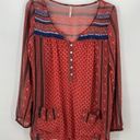 Free People  Feather in The Wind semi sheer burnt orange beaded long sleeve top Photo 0