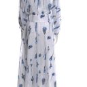 NWT Rare!! Lela Rose White Blue Floral Voile Full Sleeve V neck Midi Dress 10 Photo 9