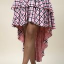 Coral Plaid High Low Skirt Pink Photo 2