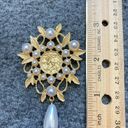 Trendy Water Drop Leaf Branch Pearl Brooch Hollow Baroque Matte Gold Color Woman Photo 4