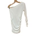 Lucy in the Sky  Sparkly Glittery One Sleeve White Bodycon Mini Dress Size Small Photo 2