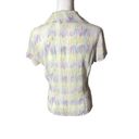 St. John  Abstract Print Pastel Color Silk Button Down Top Sz 10 Photo 6