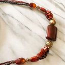 Coldwater Creek  Beaded Necklace - Rust Red Chunky Beads, Earthy Casual Style Photo 3