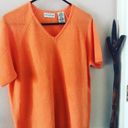 White Stag  Womens Orange Short Sleeve V- Neck  Knit Blouse Size L Photo 0