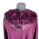 Young USA Knit Poncho Cape Shawl Faux Fur Collar Fringe OSFM Plum Purple NEW! Size undefined Photo 3