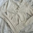 Urban Outfitters Ribbed Cropped Longsleeve Cream Photo 0