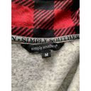 Simply Southern  Red Black Plaid Gray Quarter Zip Pullover Sweater Size Medium Photo 3