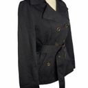 Buttons Luxury Japanese Brand Noue Rue Pea Coat S Black Belted  Lined Pockets Photo 2