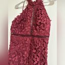 Bardot  Gemma Leaf embroidered burgundy dress halter top x Revolve Photo 6