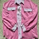 POL  Two Tone Button Front Oversized Shacket Size L/XL in Punch Pink Photo 4