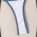 Boutique NWOT (M) Sea Pearl Bikini Set Halter top/thong bottom in white and baby blue Photo 4