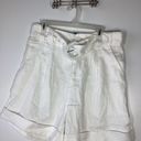 Farm Rio  Tailored Linen High Rise Shorts cream/ivory Size Large Photo 7