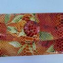 HOBO INTERNATIONAL EDEN Embossed Leather Tropical Flap Clutch Purse Snake Print Photo 1