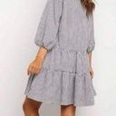 Women's Gingham Long Sleeve Button Down Casual Loose Flowy Swing Dress Black Size L Photo 6