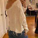 Boutique White Distressed Sweater Photo 1