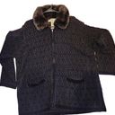 Jones New York  Faux Fur Collar Knit Jacket Fair Isle Print Full Zip Size 3XL Photo 0