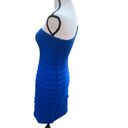 Wow Couture Wow-Couture Blue Body-Con Mini-Dress One-Armed Stretchy Bandage Horizontal Ribbi Photo 1